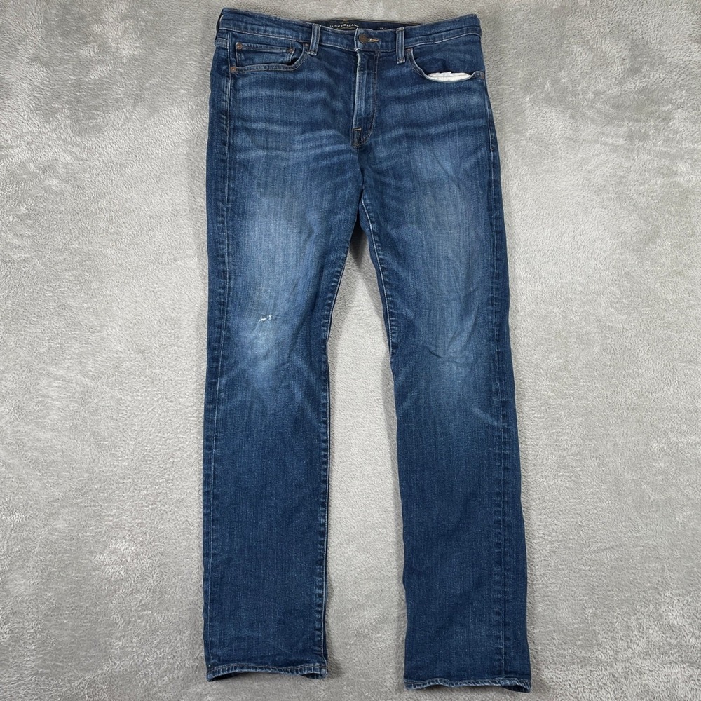 Lucky Brand 121 Slim Jeans Men's 32x32 Blue Medium Wash Denim Casual READ